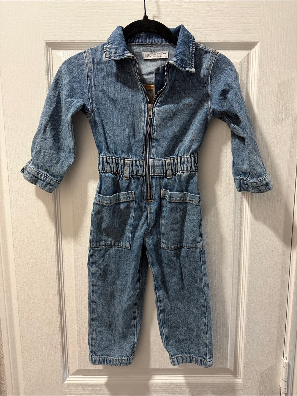 Zara Light Blue Denim Jumpsuit for Kids Size 3-4